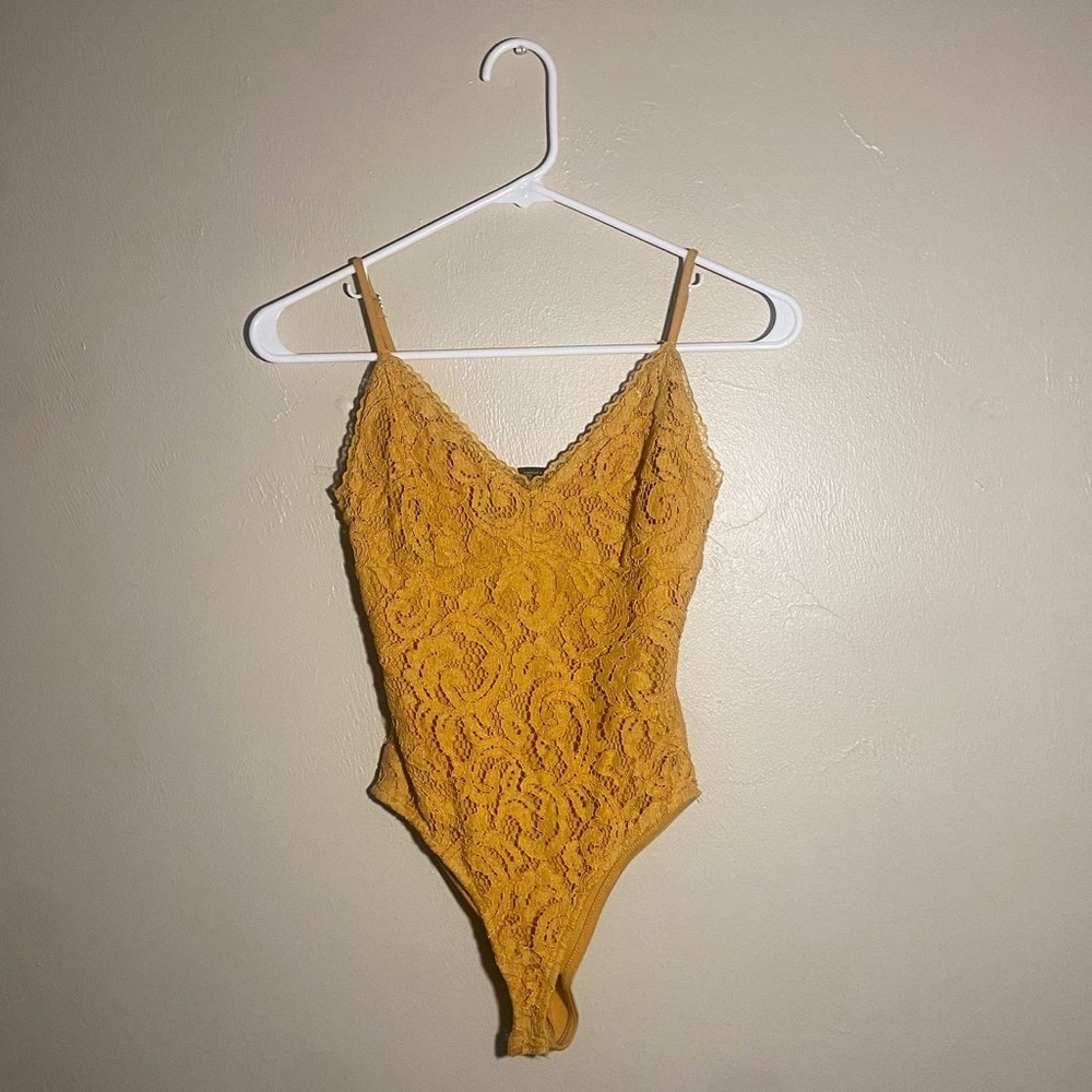 Yellow Lace Detail Body Suit